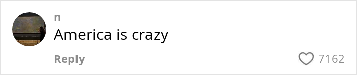 Online comment saying America is crazy with 7,162 likes, highlighting views on expensive childbirth in the US.