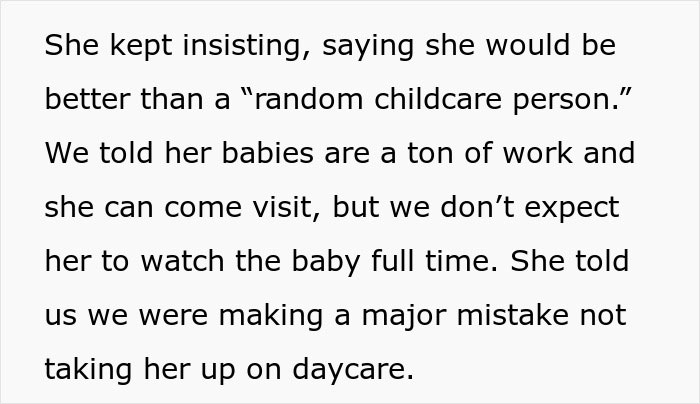 Text discussing a woman refusing obese mom to babysit her newborn, facing backlash for fat shaming concerns.