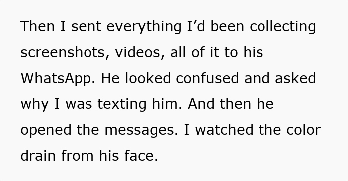 Text excerpt describing a girlfriend revealing her boyfriend’s affair by sending collected proof via WhatsApp messages. Text excerpt describing a girlfriend revealing her boyfriend’s affair by sending collected proof via WhatsApp messages.