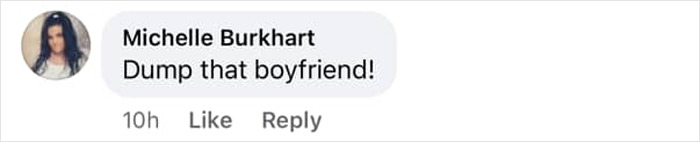 Comment from Michelle Burkhart urging to dump boyfriend, related to Ozempic injection claim, shown on a mobile screen. Comment from Michelle Burkhart urging to dump boyfriend, related to Ozempic injection claim, shown on a mobile screen.