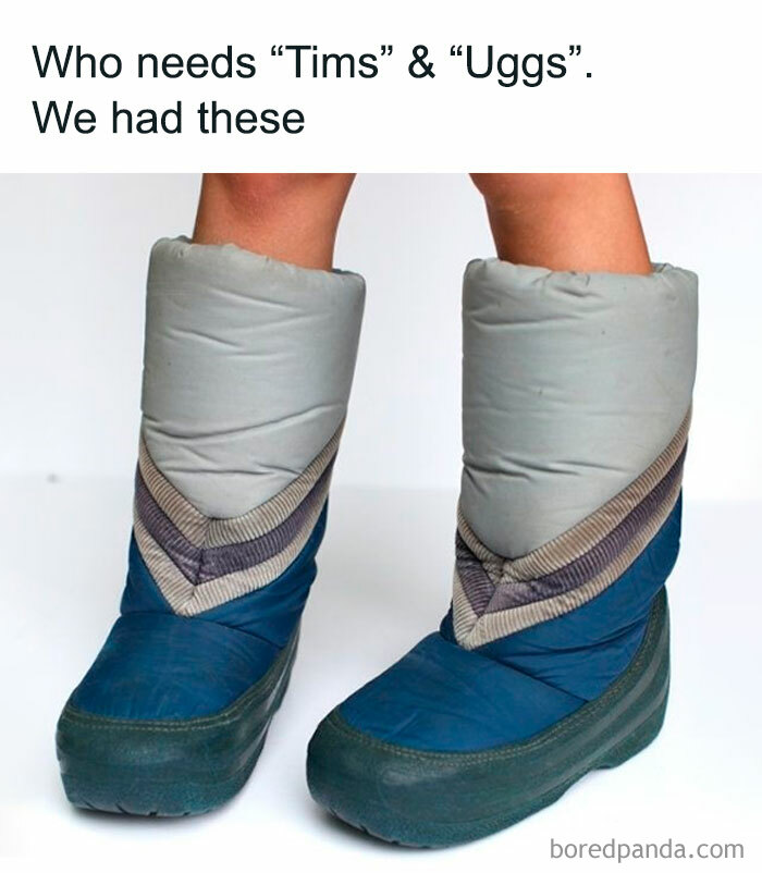 Retro 80s style winter boots featured in a post celebrating the good old 80s on an IG account.