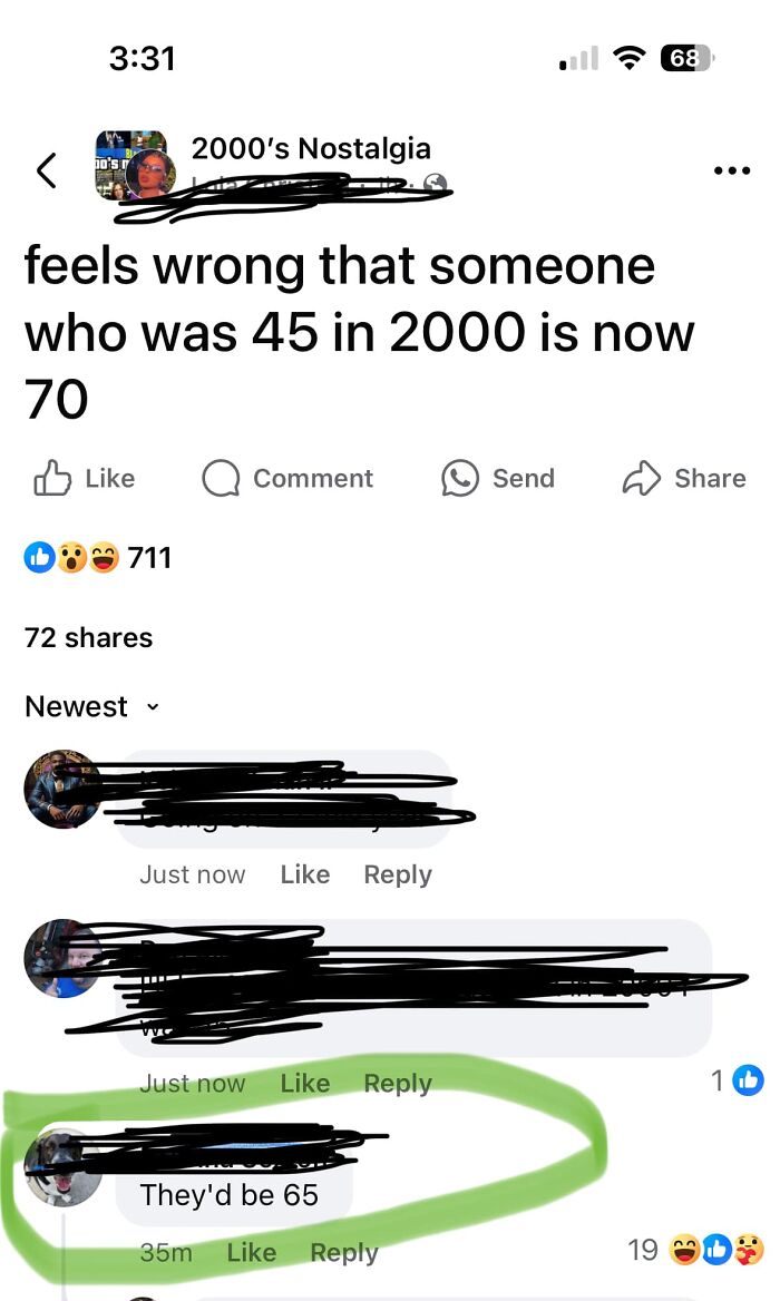Screenshot of an online group shaming an overconfident know-it-all who incorrectly corrected someone’s age math.