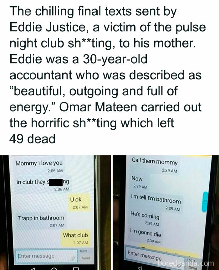 Chilling final texts from Pulse nightclub shooting victim reveal disturbing and unsettling events that actually happened during attack.