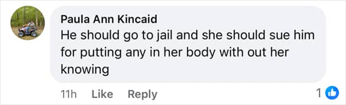 Screenshot of a Facebook comment reacting to a woman claiming her boyfriend injected her with Ozempic without consent. Screenshot of a Facebook comment reacting to a woman claiming her boyfriend injected her with Ozempic without consent.