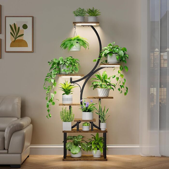 Modern indoor plant stand with multiple potted plants, styled as a top Amazon wishlists favorite for home decor.