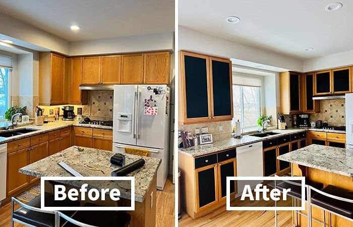 Before and after kitchen remodel showing modern updates to cabinets and countertops, a top kitchen find people are obsessing over.