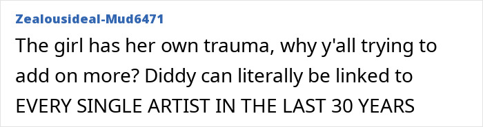 Comment discussing Britney Spears and Diddy&rsquo;s wild party mentioned during the trial, highlighting linked artists.