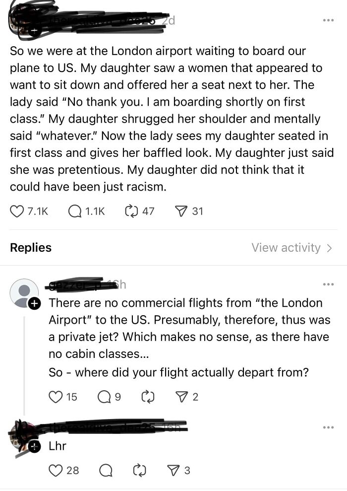 Screenshot of an online group shaming a know-it-all for incorrectly correcting details about a flight and airport.