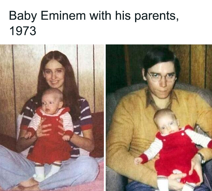 Baby Eminem with his parents in 1973, captured in a monumental life moment frozen in time.