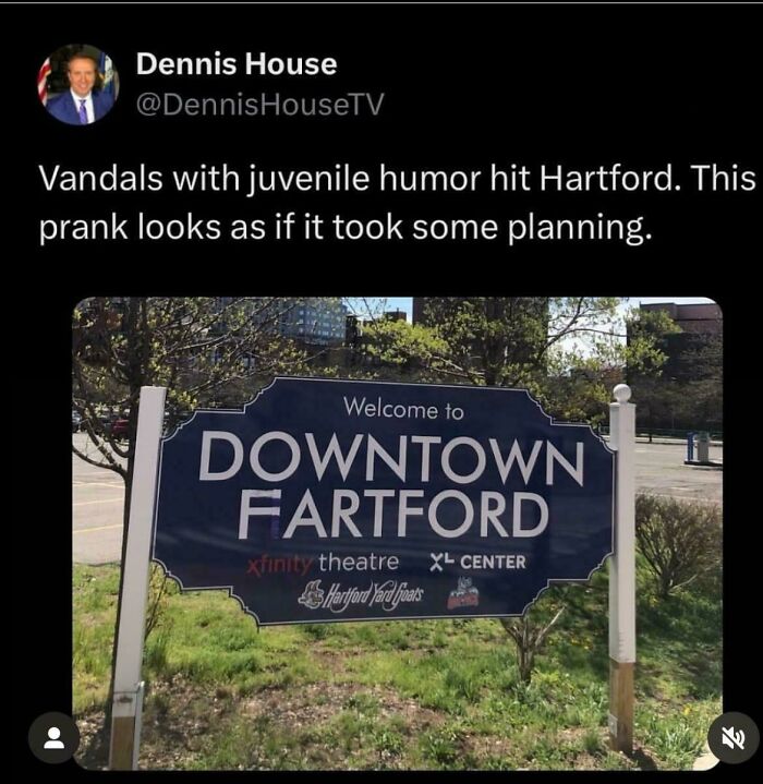 Street sign in Hartford altered humorously by wholesome vandals making streets look and feel much better.