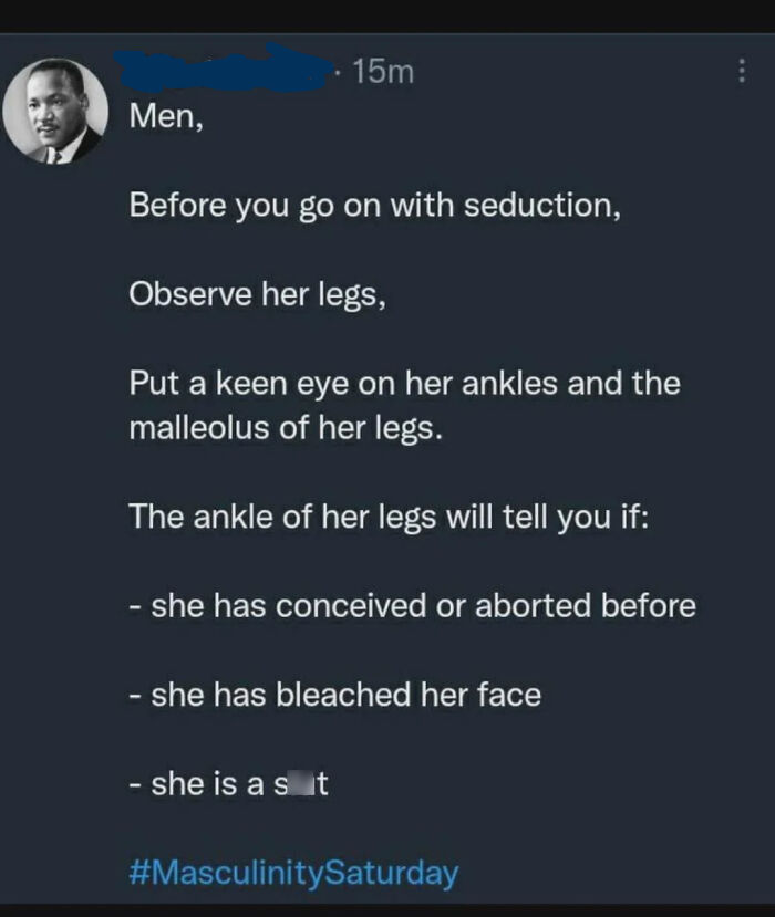 Screenshot of an incel post shaming misogynistic views, focusing on judging women by physical traits on social media.