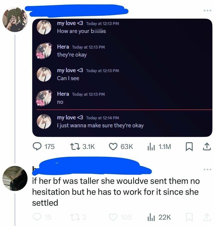 Screenshot of a social media post shaming misogynistic incels with comments on relationships and height.