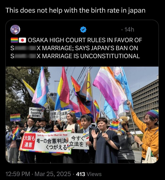 Protesters with rainbow and trans flags hold signs advocating marriage equality in a community shaming misogynistic incels.