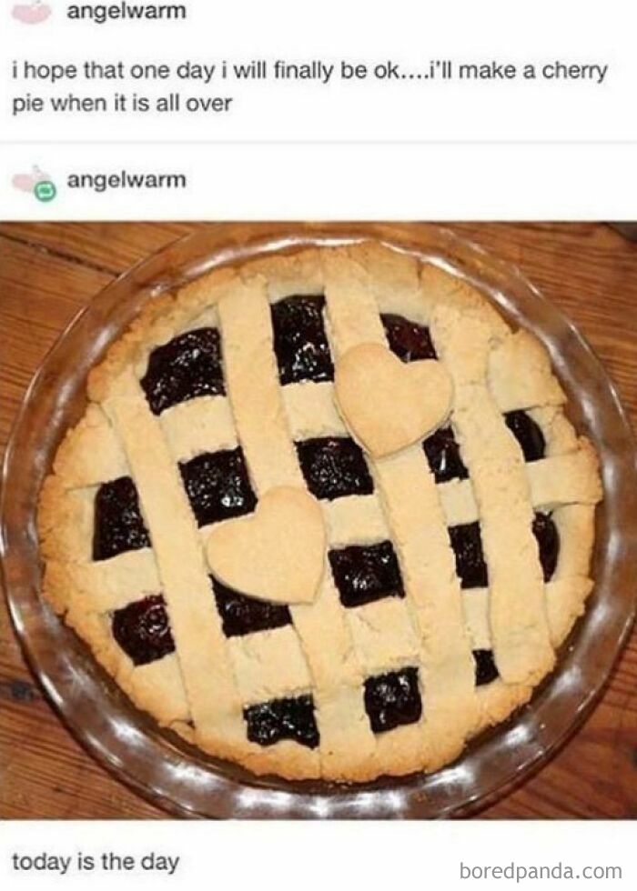 Cherry pie with heart-shaped crust accents symbolizing hope in wholesome pics that can make you feel good about the world again