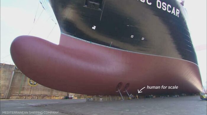 Massive ship hull tower over tiny human figures, illustrating the concept of megalophobia with scarily big structures and objects.
