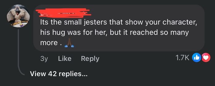 Screenshot of a social media comment about small gestures showing character, related to common misconceptions and thinking errors.