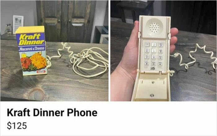Kraft Dinner phone listed on Facebook Marketplace showing unusual and wild items for sale.