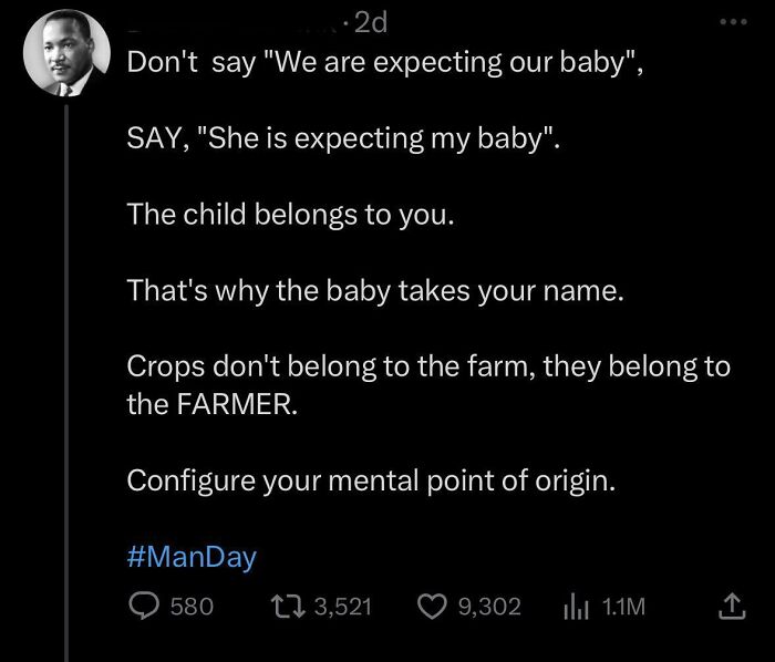 Text post with sexist views on women and children, illustrating harmful mindset found in sexist men discussions.