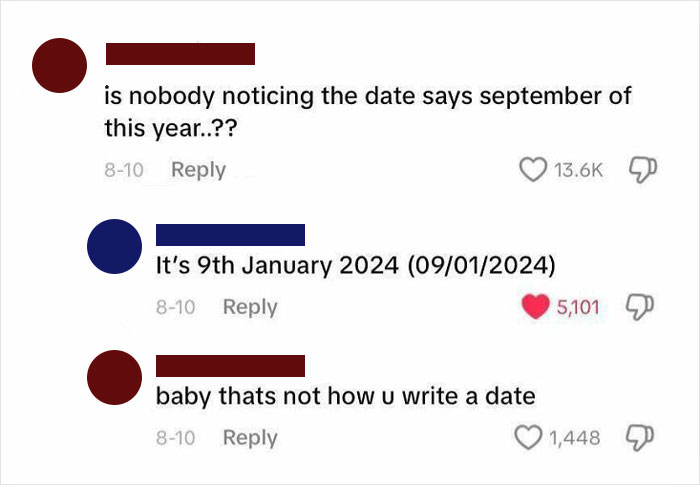 Social media comments showing ignorance about date formats, illustrating times ignorance of Americans knew no bounds.
