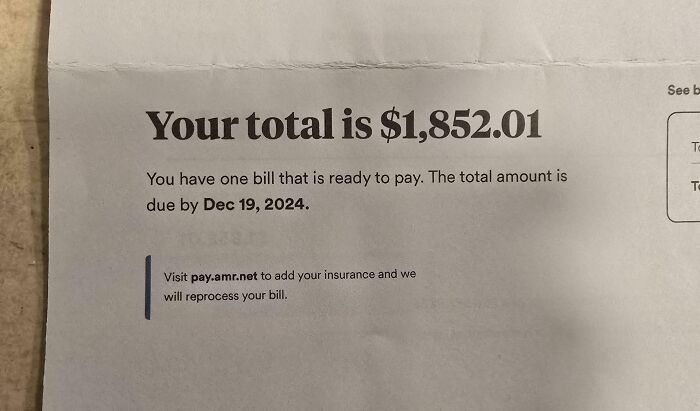 Utility bill showing a large amount due, illustrating current life in the US through the eyes of Americans.