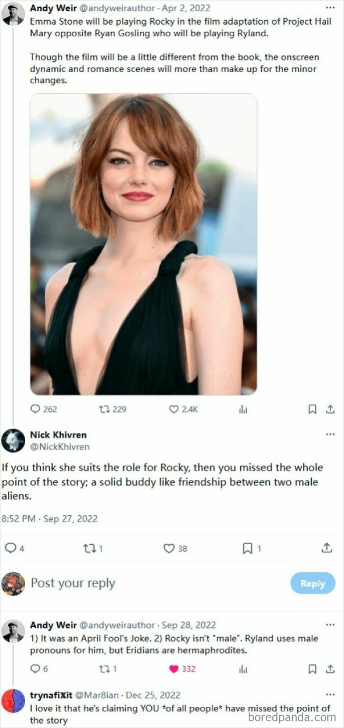 Tweet thread about a casting misunderstanding showing a woman in a black dress, illustrating hilarious cases of online confusion.