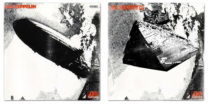 Reimagined Led Zeppelin album covers featuring Star Wars characters in a creative, out of this galaxy style.