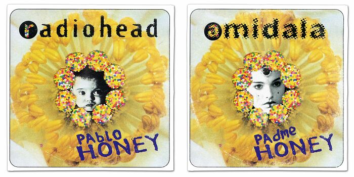 Album covers reimagined with Star Wars characters featuring a creative blend of iconic music and sci-fi elements.