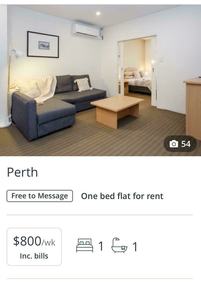 Living room and one bedroom flat in Perth showing furnishings, illustrating bad landlords and renting nightmares.