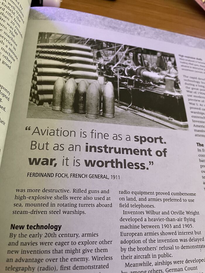 Black-and-white photo of large artillery shells in a book about facepalm-worthy screenshots and aging mistakes.