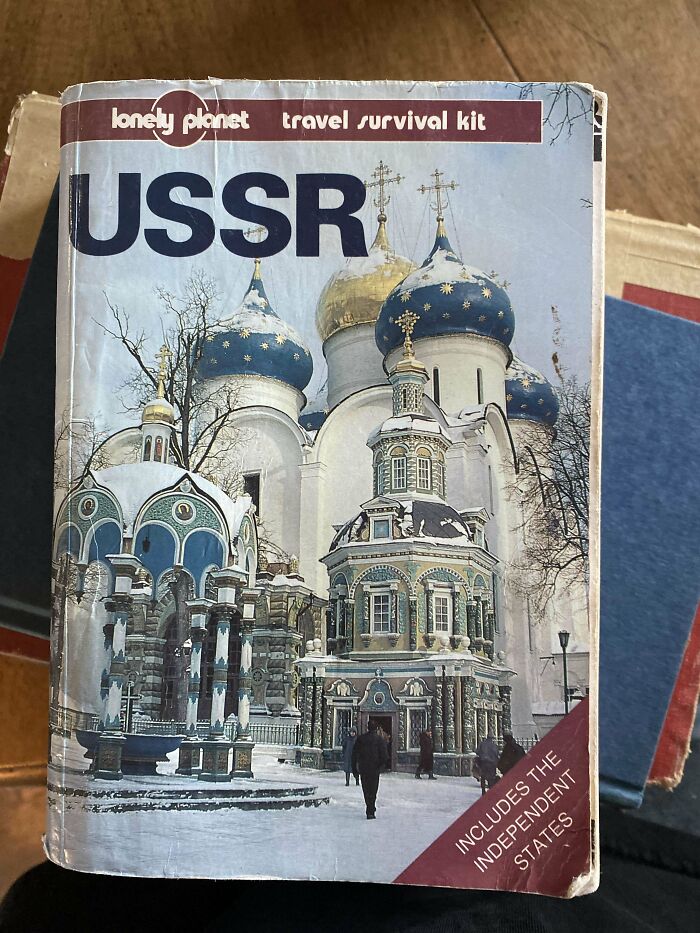 Vintage USSR travel guidebook with worn cover showing Russian architecture, a facepalm-worthy screenshot that aged like milk.