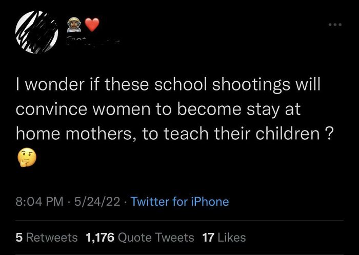 Tweet showing a sexist opinion suggesting women should stay at home as mothers, reflecting sexist men attitudes.