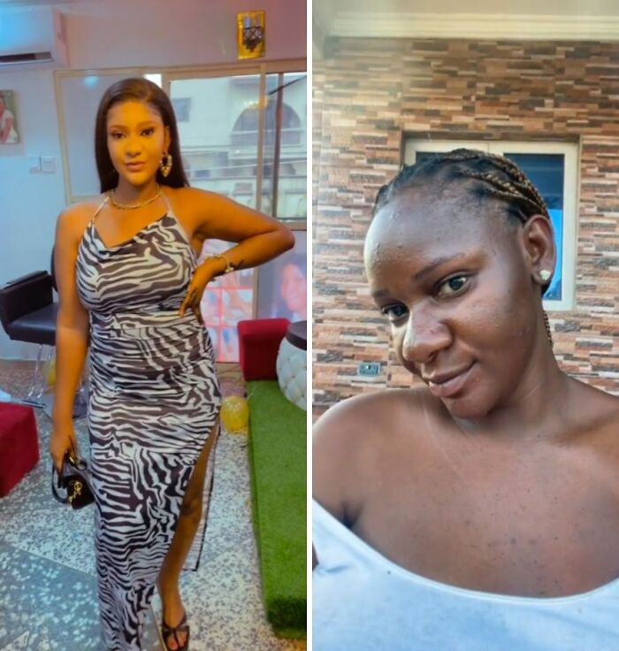 Two women showing physical appearance changes during pregnancy in indoor and outdoor settings.