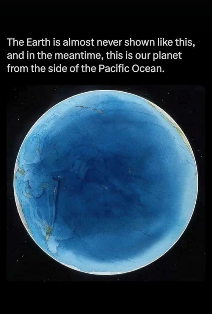 View of Earth dominated by the Pacific Ocean, highlighting incredible ocean creatures’ natural habitat and vast blue waters.