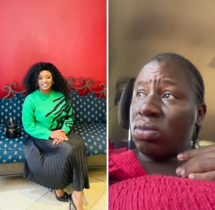 Two women showing different looks illustrating changes in physical appearance during pregnancy with varied expressions and settings.