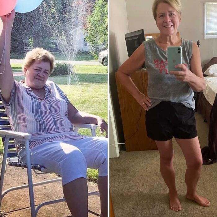 Weight loss before and after photos showing inspiring transformation of a woman’s fitness and body shape progress.