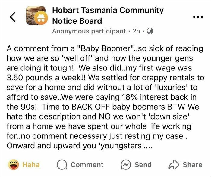 Screenshot of a community comment discussing hardships with bad landlords and difficult rental situations.