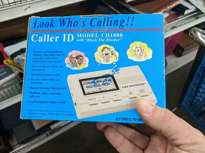 Vintage caller ID device box highlighting early technology in caller identification and blocking features.