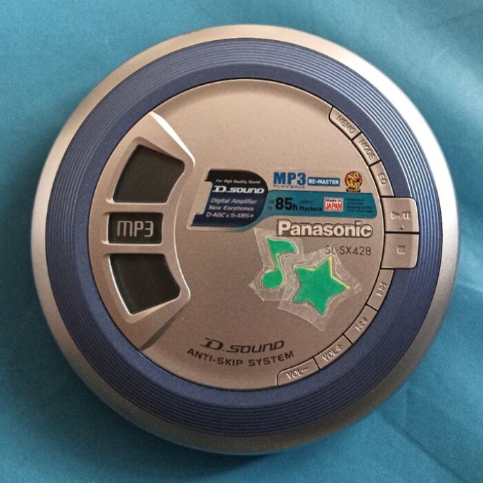 Vintage Panasonic MP3 player with anti-skip system, showcasing vintage devices that prove technology moves fast.