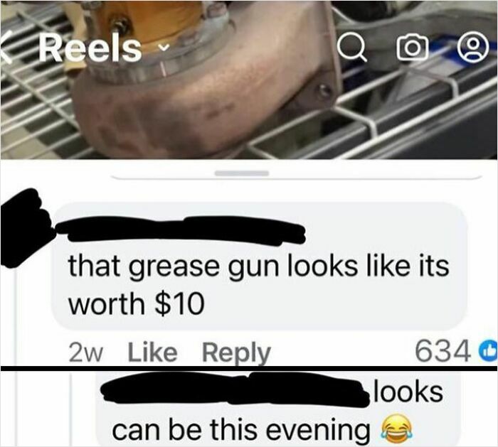 Screenshot of a social media comment humorously criticizing the value of a grease gun in a viral bacteria don’t exist post.