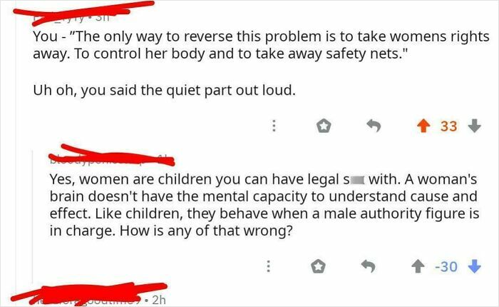 Screenshot of a sexist online comment claiming women lack mental capacity, highlighting sexist men behavior.