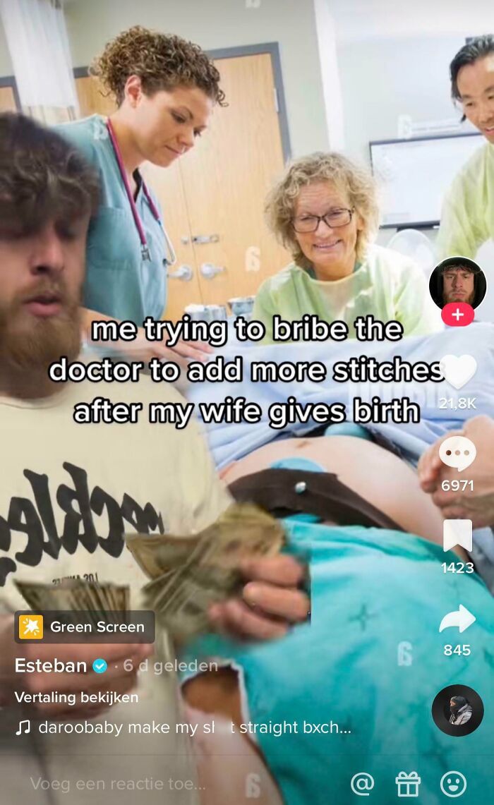 Man at hospital attempting to bribe doctor, highlighting sexist behavior related to women and childbirth situations.