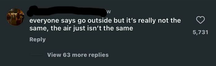 Screenshot of a social media comment mocking rose tinted tolerance about nostalgia and the air not being the same.