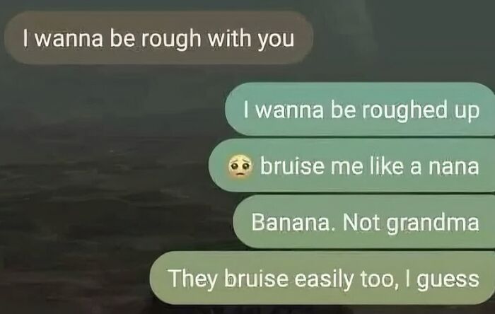 Text message exchange with humorous misspellings highlighting cringey conversation from an Instagram account sharing cringey pictures.