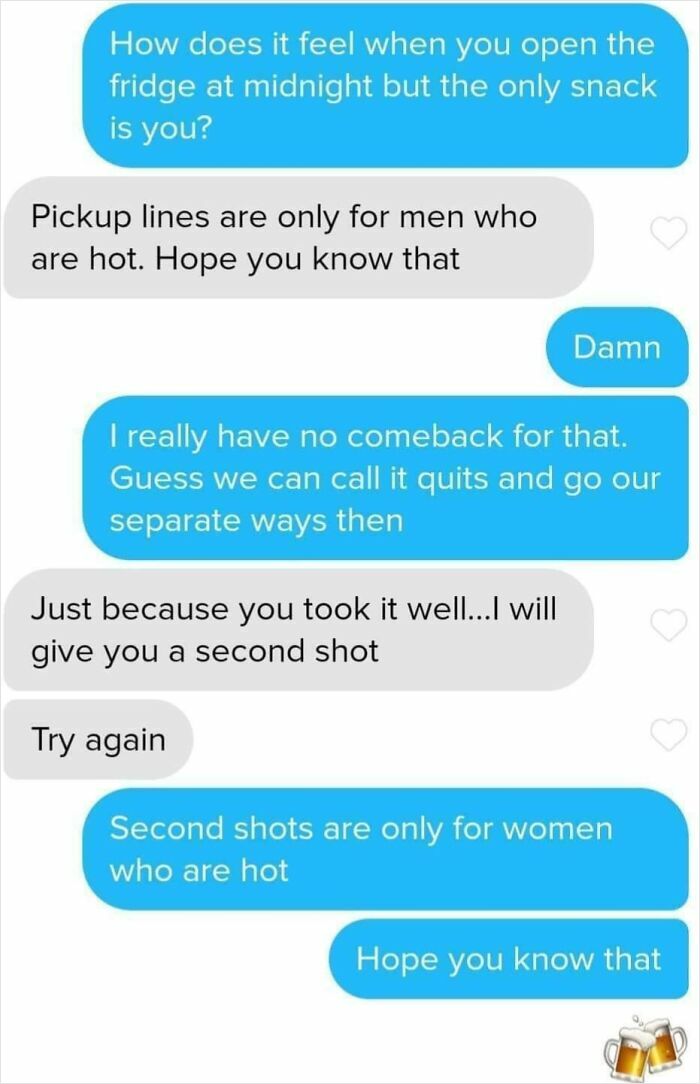 Text conversation showing witty comebacks of women being called out for being jerks online in a dating chat.