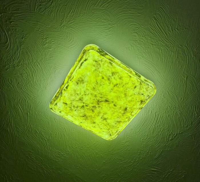 Yellowish damaged ceiling light fixture with textured ceiling, showing an example of infuriating landlord specials.