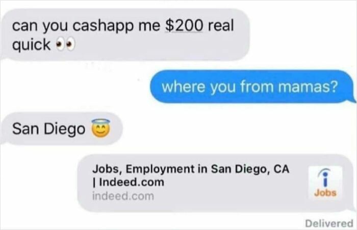 Text message conversation screenshot showing someone asking for $200 via CashApp and being called out online.