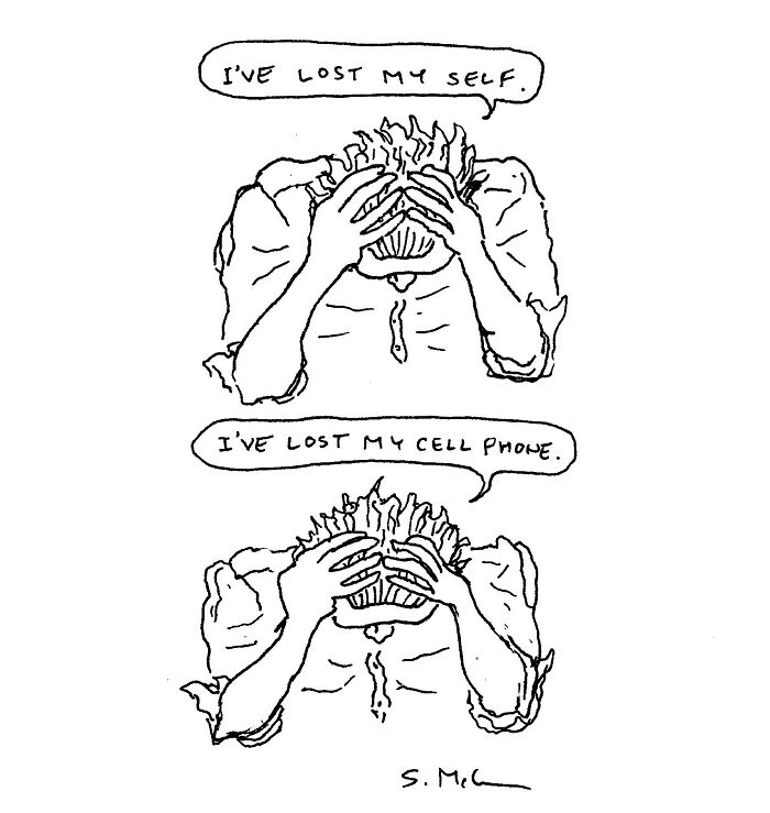 Comic by Steve McGinn showing a person stressed, highlighting weird and funny moments of everyday life.