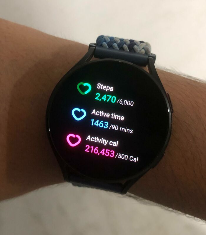 Smartwatch showing tech fail with impossible activity calories burned, illustrating hilarious tech fails and computer skills humor.