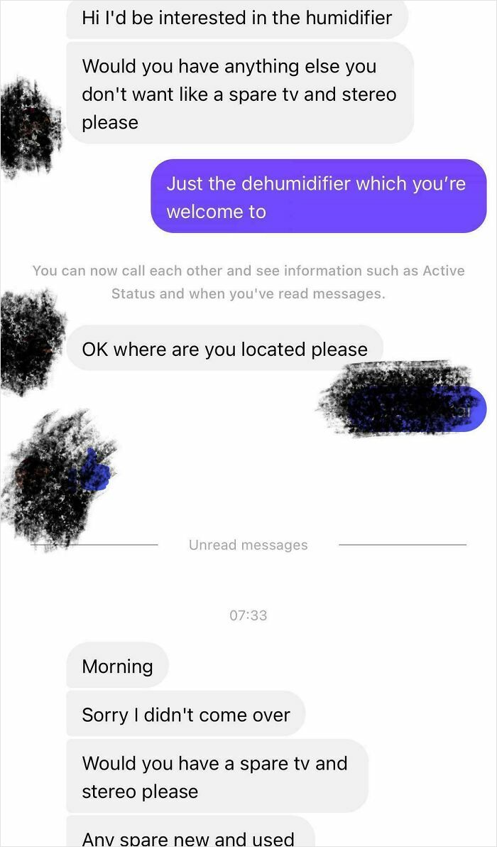 Text message exchange showing entitled person repeatedly asking for spare items, illustrating people so entitled.