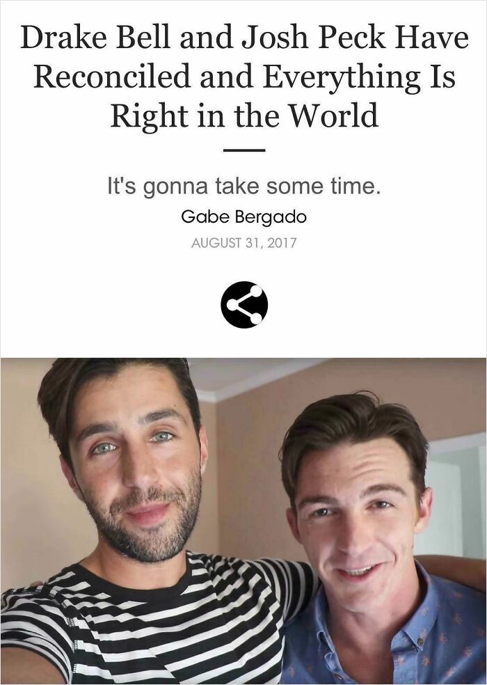 Two men smiling together in a casual setting illustrating things that aged so bad in culture and media.